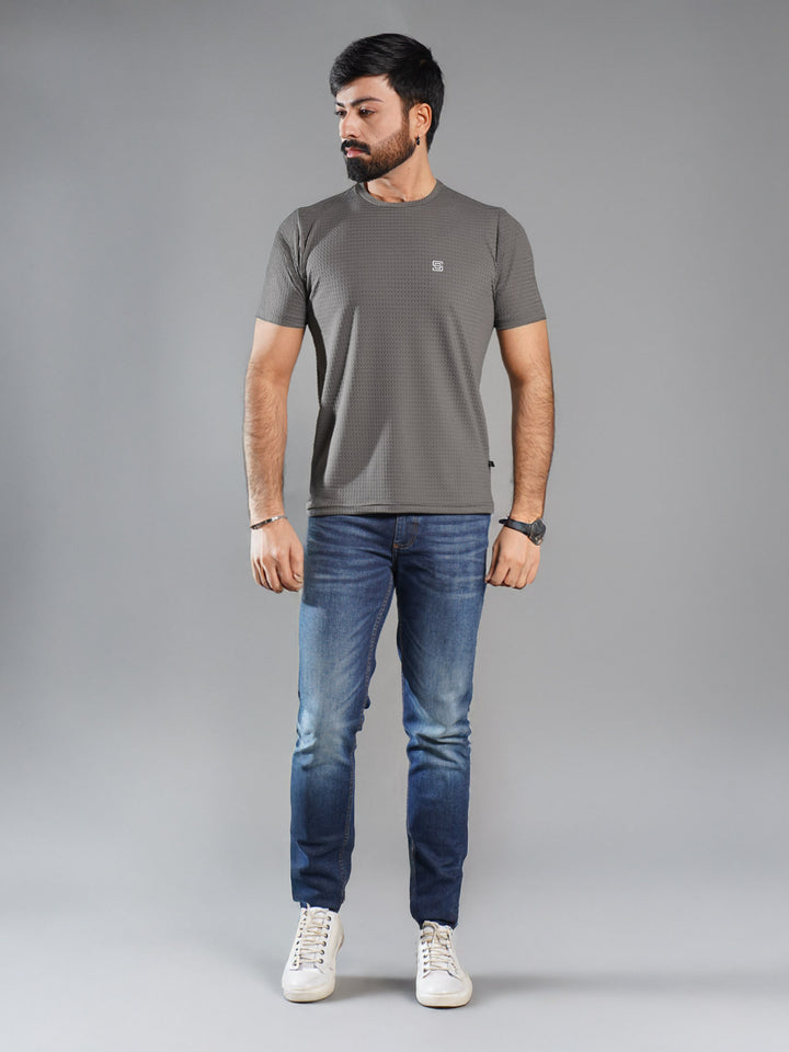 Light Grey Self Premium Dry Fit Crew Neck T-Shirt (TEE-265)