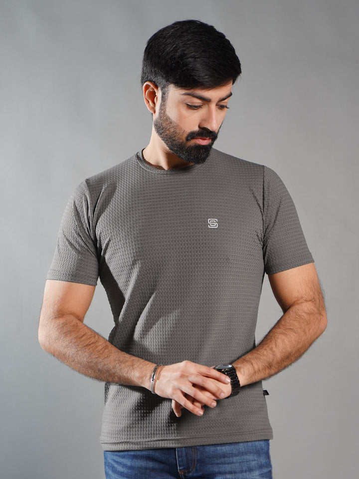 Light Grey Self Premium Dry Fit Crew Neck T-Shirt (TEE-265)