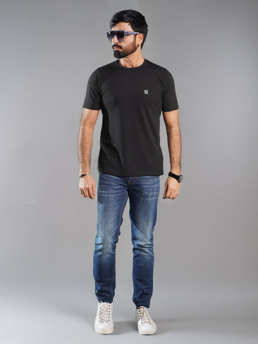 Black Self Premium Dry Fit Crew Neck T-Shirt (TEE-266)