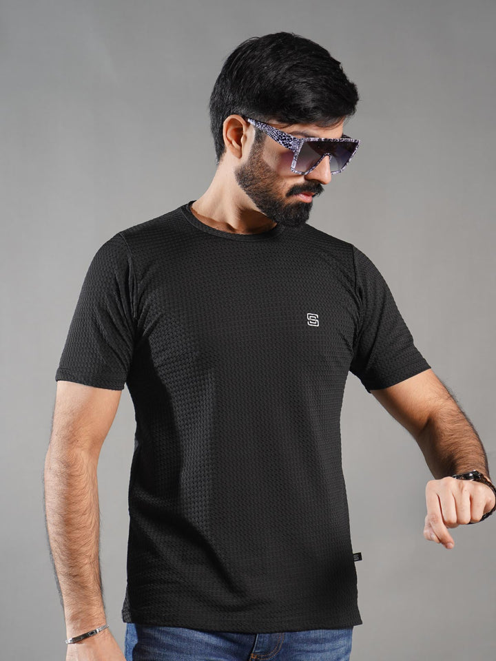 Black Self Premium Dry Fit Crew Neck T-Shirt (TEE-266)