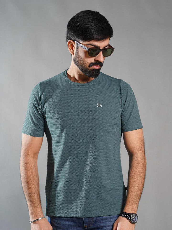 Teal Self Premium Dry Fit Crew Neck T-Shirt (TEE-267)