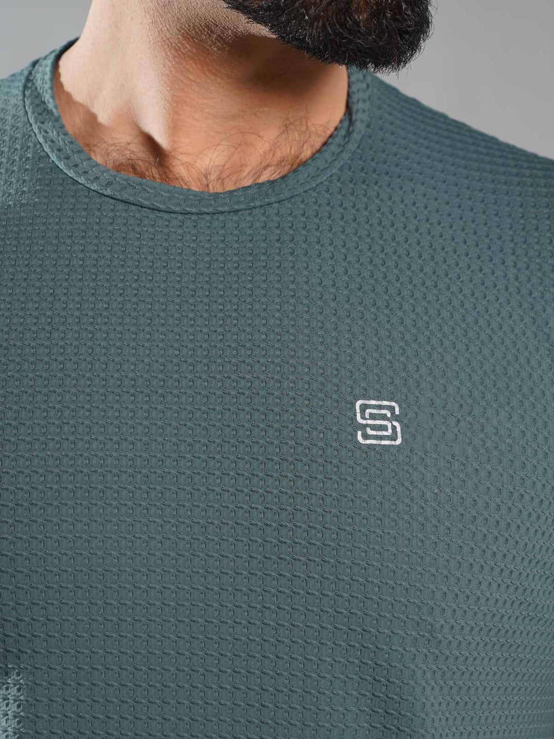 Teal Self Premium Dry Fit Crew Neck T-Shirt (TEE-267)