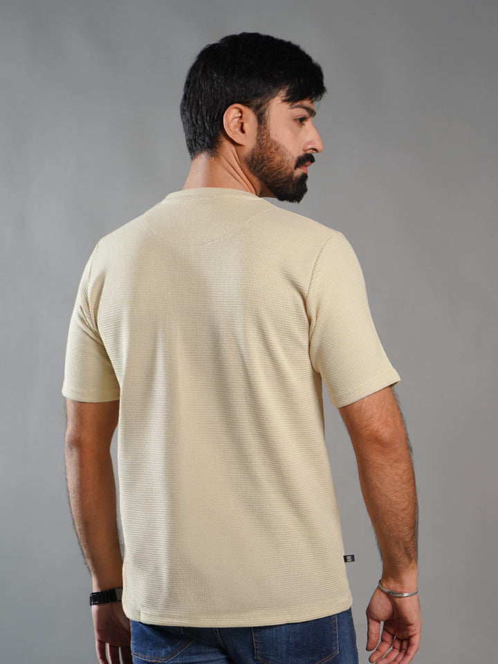 Fawn Self Half Sleeves Men’s Round Neck T-Shirt (TEE-269)