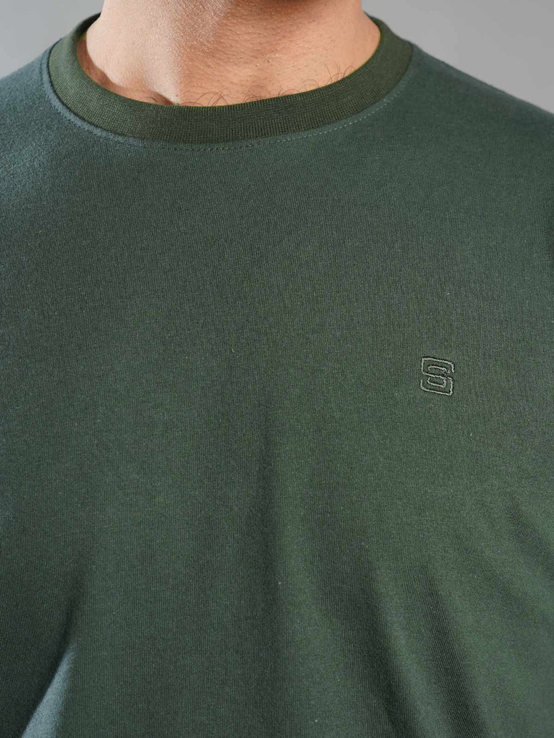 Dark Green Half Sleeves Men’s Round Neck T-Shirt (TEE-272)