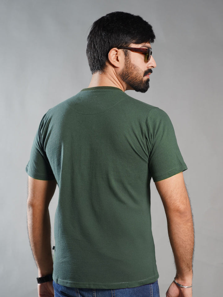 Dark Green Half Sleeves Men’s Round Neck T-Shirt (TEE-272)