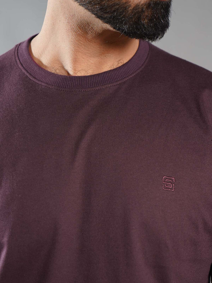 Maroon Half Sleeves Men’s Round Neck T-Shirt (TEE-275)