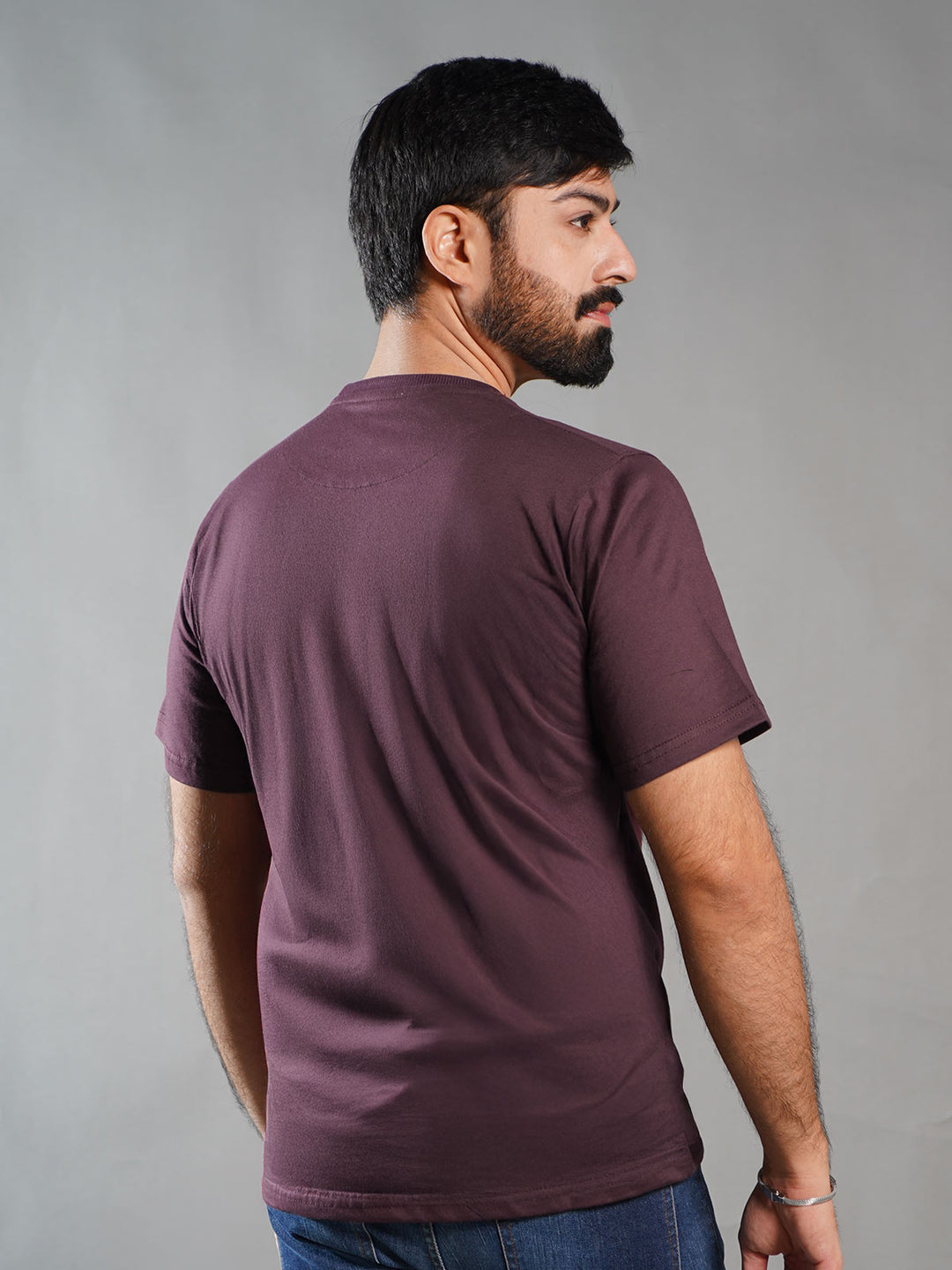 Maroon Half Sleeves Men’s Round Neck T-Shirt (TEE-275)