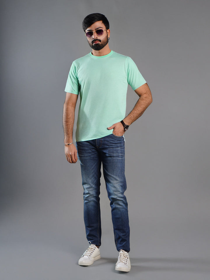 Mint Half Sleeves Men’s Round Neck T-Shirt (TEE-276)