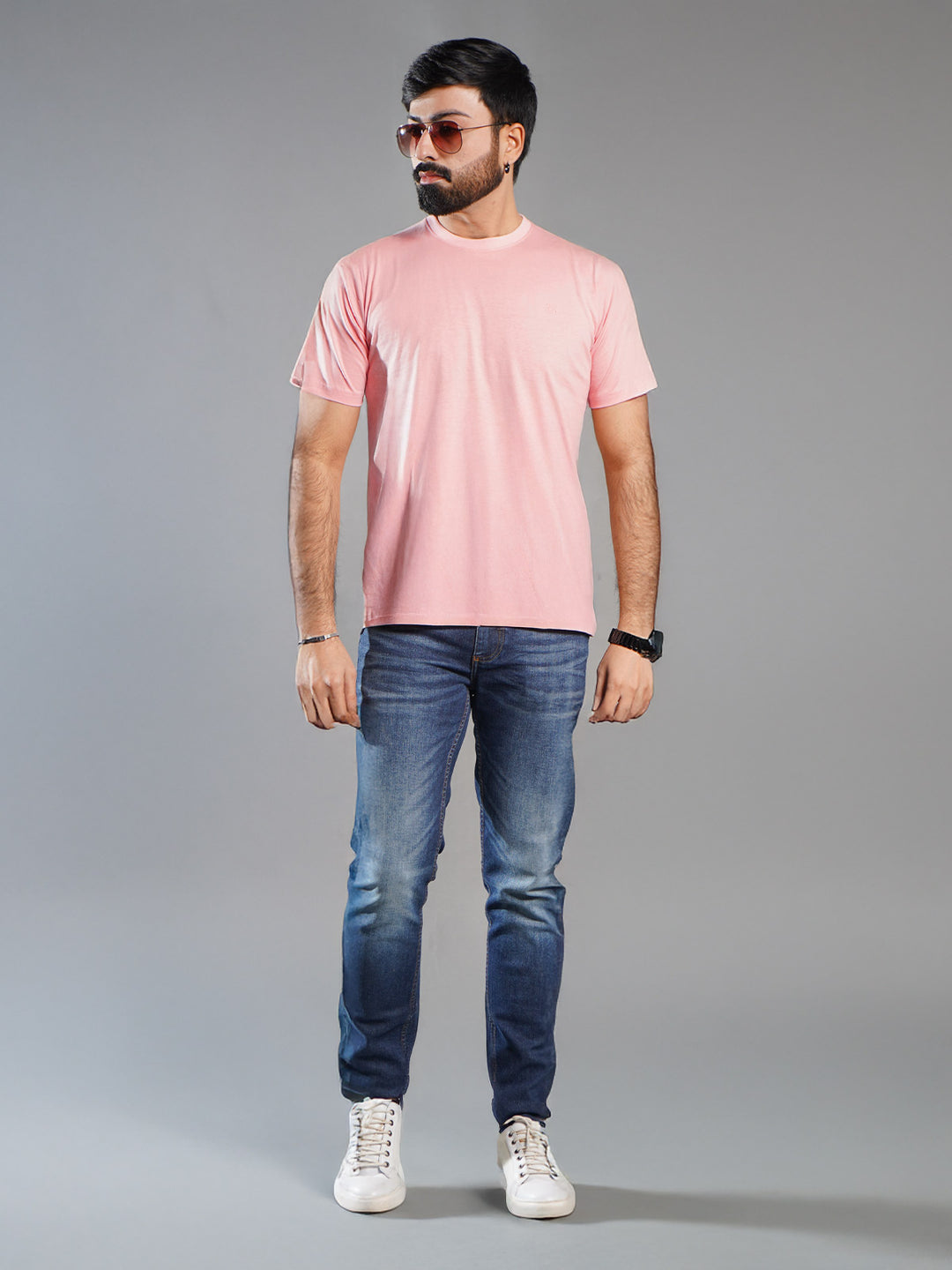 Peach Half Sleeves Men’s Round Neck T-Shirt (TEE-277)