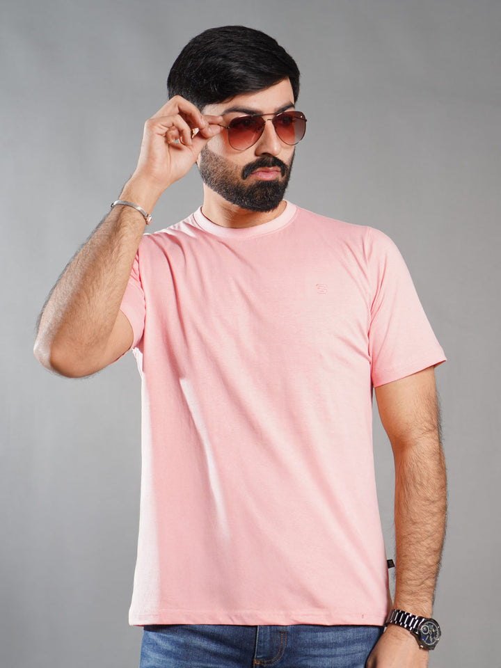 Peach Half Sleeves Men’s Round Neck T-Shirt (TEE-277)