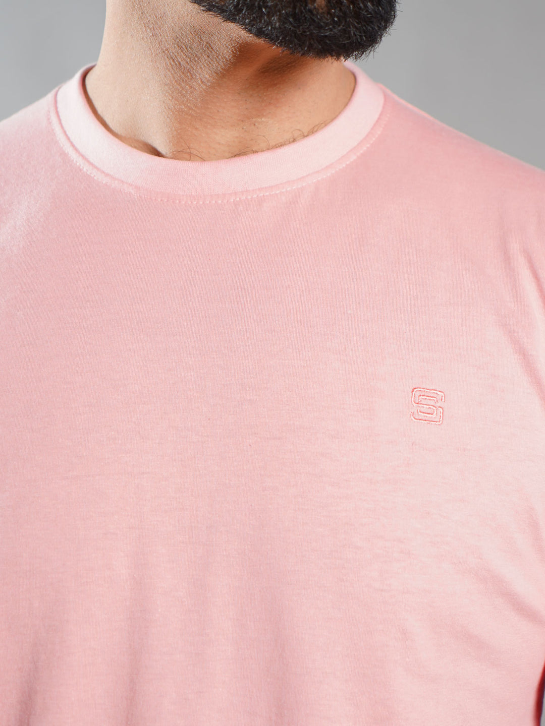 Peach Half Sleeves Men’s Round Neck T-Shirt (TEE-277)