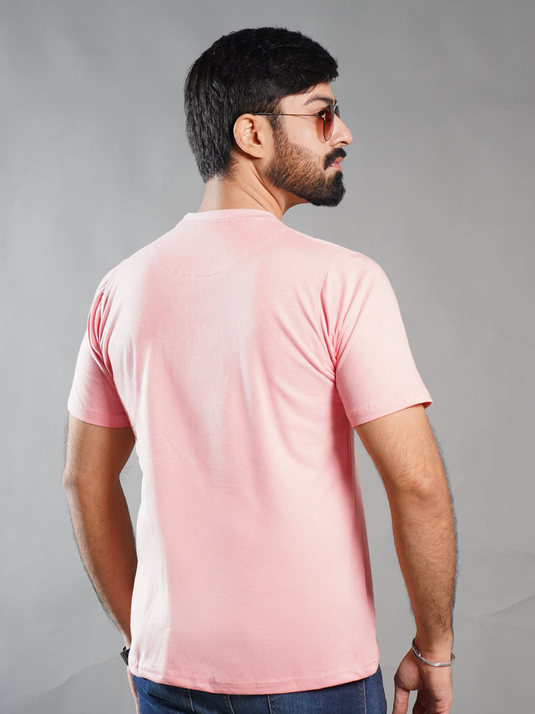 Peach Half Sleeves Men’s Round Neck T-Shirt (TEE-277)