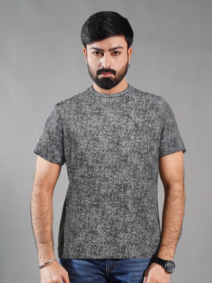 Black Printed Half Sleeves Men’s T-Shirt (TEE-283)