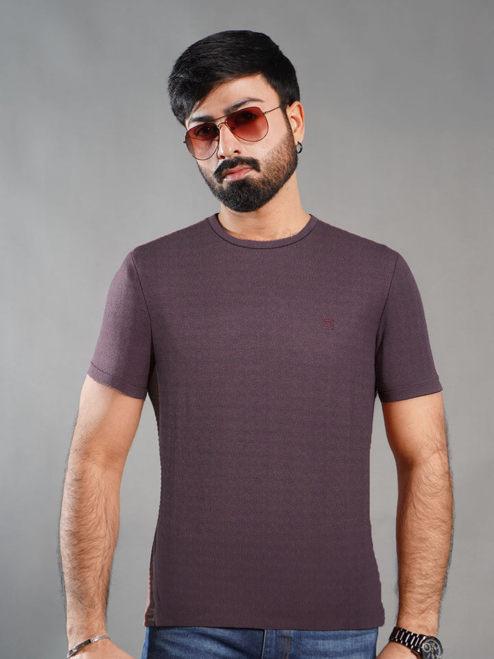 Maroon Printed Half Sleeves Men’s T-Shirt (TEE-284)