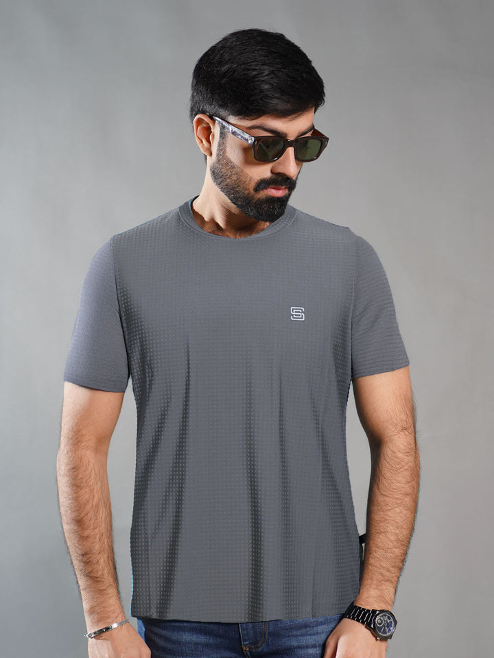 Light Grey Self Premium Dry Fit Crew Neck T-Shirt (TEE-287)