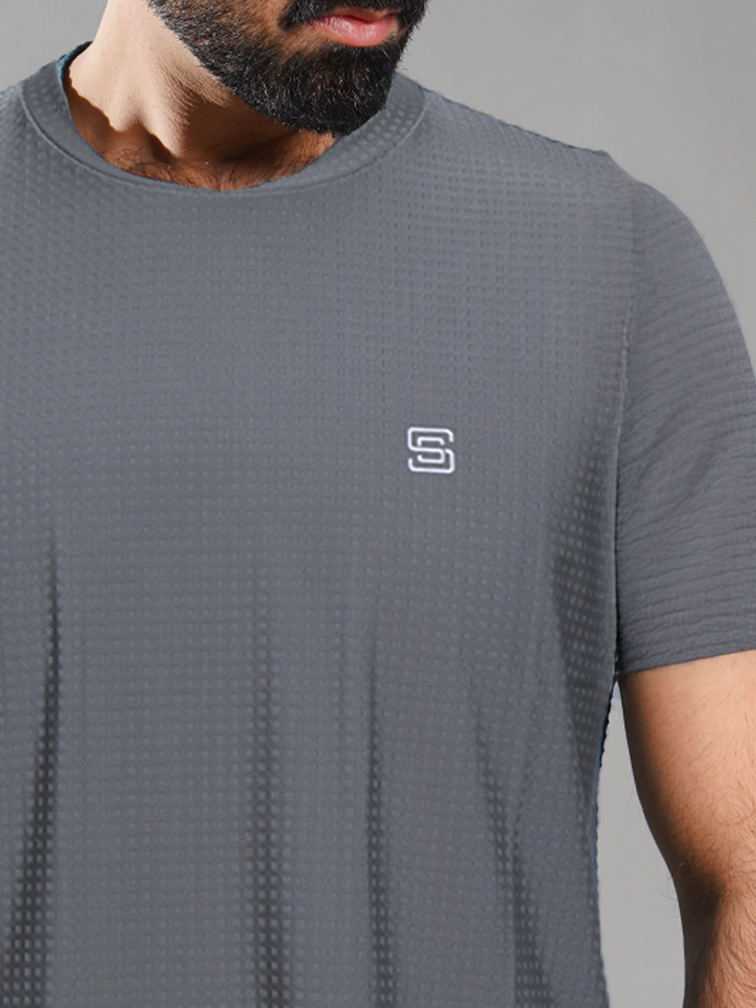 Light Grey Self Premium Dry Fit Crew Neck T-Shirt (TEE-287)