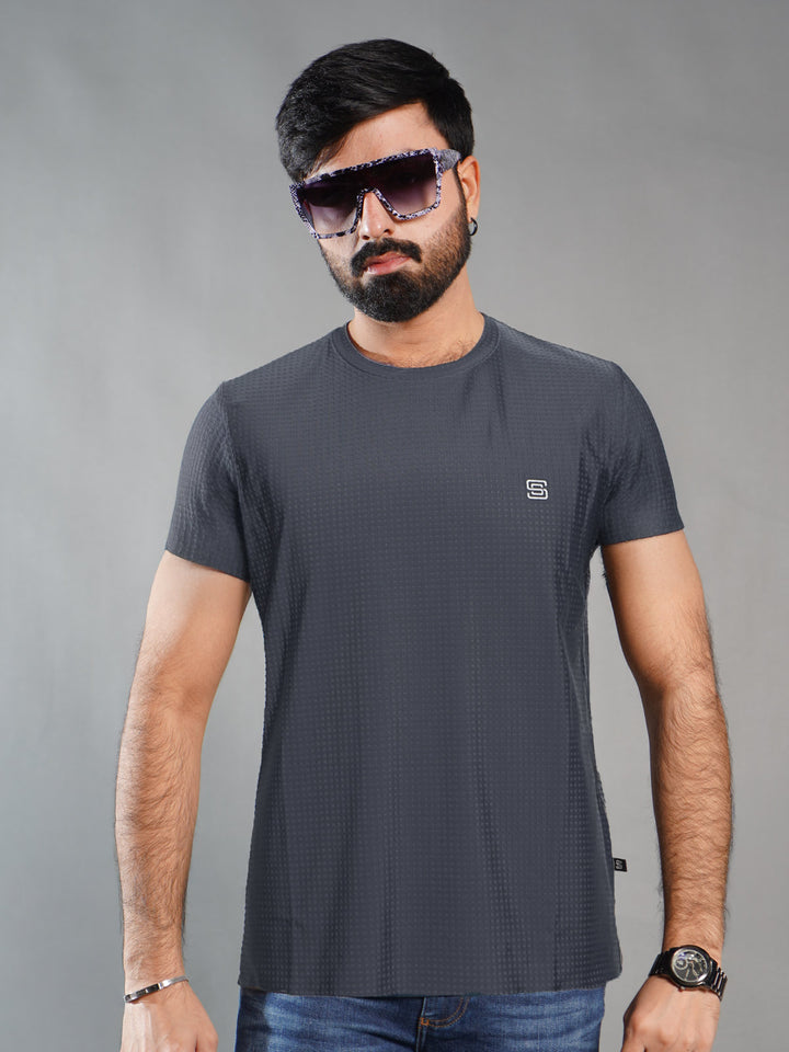 Grey Self Premium Dry Fit Crew Neck T-Shirt (TEE-289)