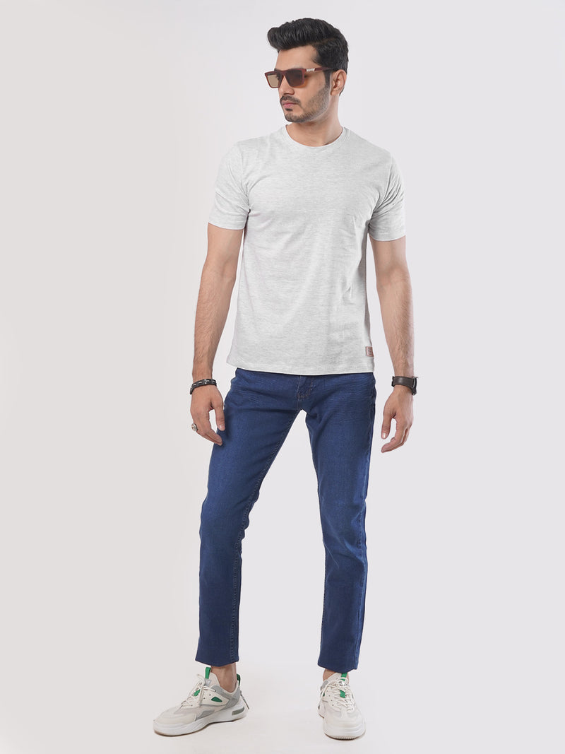 Grey Plain Half Sleeves Men’s Round Neck T-Shirt (TEE-96)