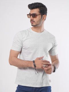 Grey Plain Half Sleeves Men’s Round Neck T-Shirt (TEE-96)