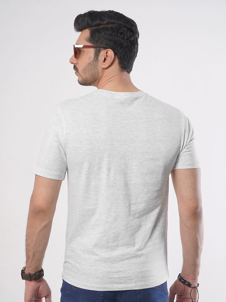 Grey Plain Half Sleeves Men’s Round Neck T-Shirt (TEE-96)