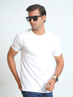 White Plain Half Sleeves Men’s Round Neck T-Shirt (TEE-118)