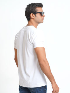 White Plain Half Sleeves Men’s Round Neck T-Shirt (TEE-118)