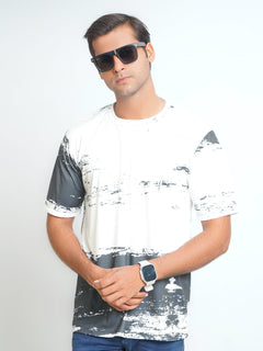 Black & White Printed Half Sleeves Men’s Dri Fit T-Shirt (TEE-121)