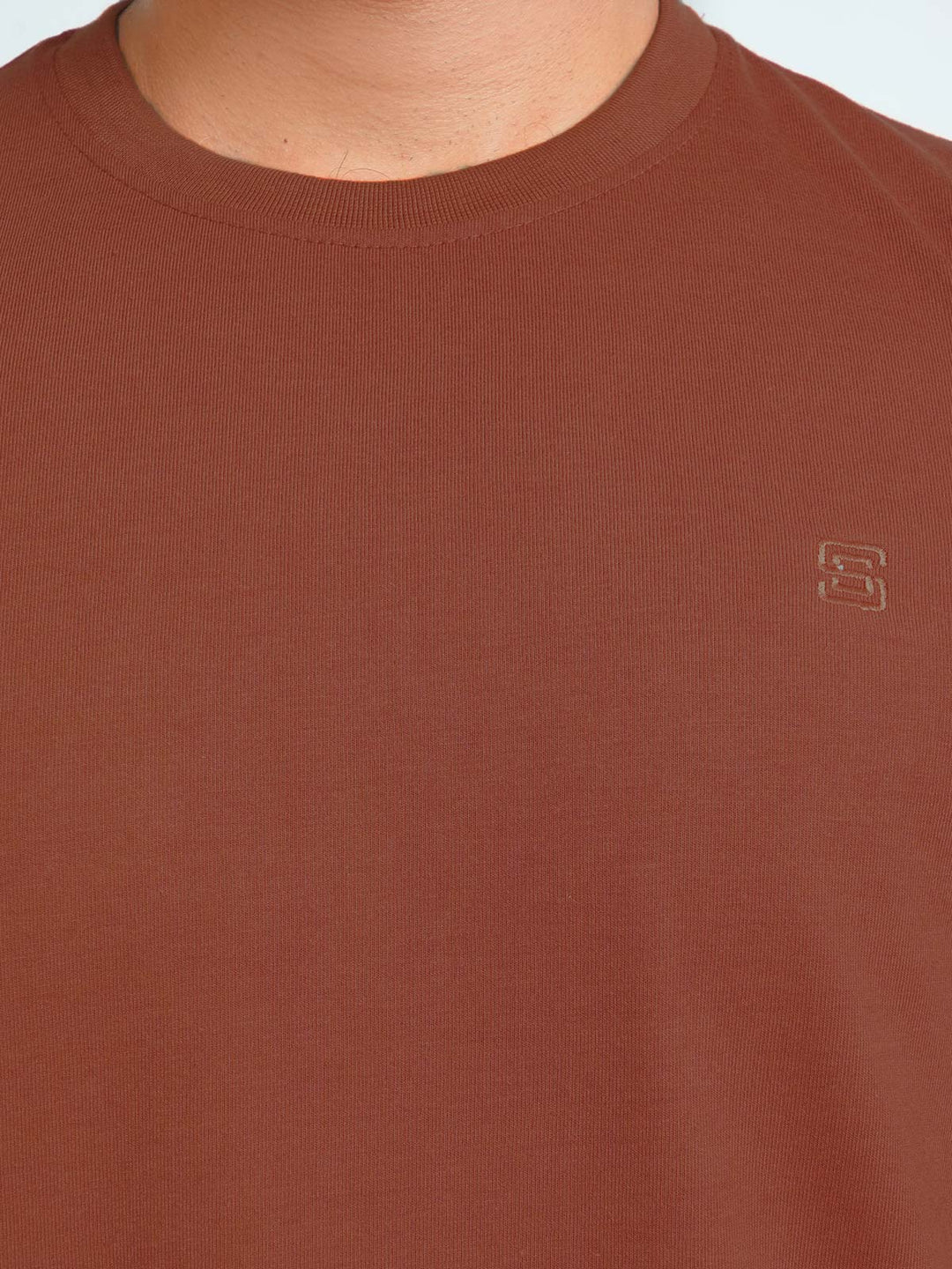 Rust Plain Half Sleeves Men’s Round Neck T-Shirt (TEE-123)