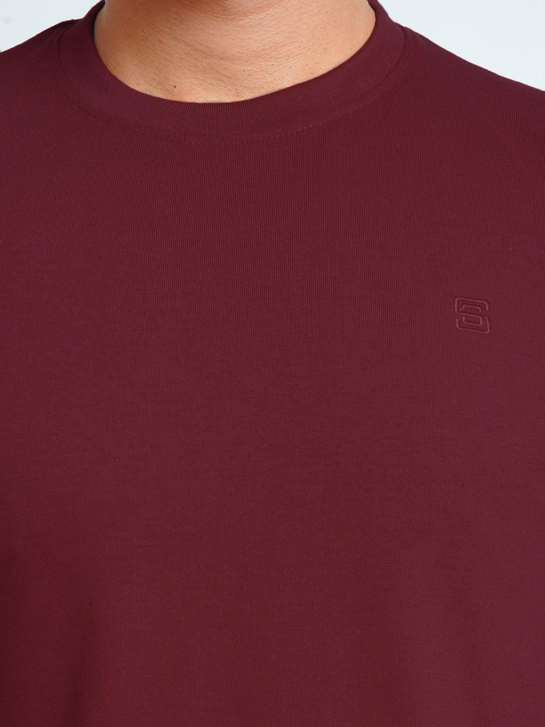 Maroon Plain Half Sleeves Men’s Round Neck T-Shirt (TEE-124)