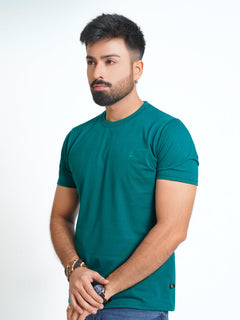 Teal Blue Plain Half Sleeves Men’s Round Neck T-Shirt (TEE-125)