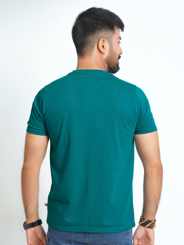 Teal Blue Plain Half Sleeves Men’s Round Neck T-Shirt (TEE-125)