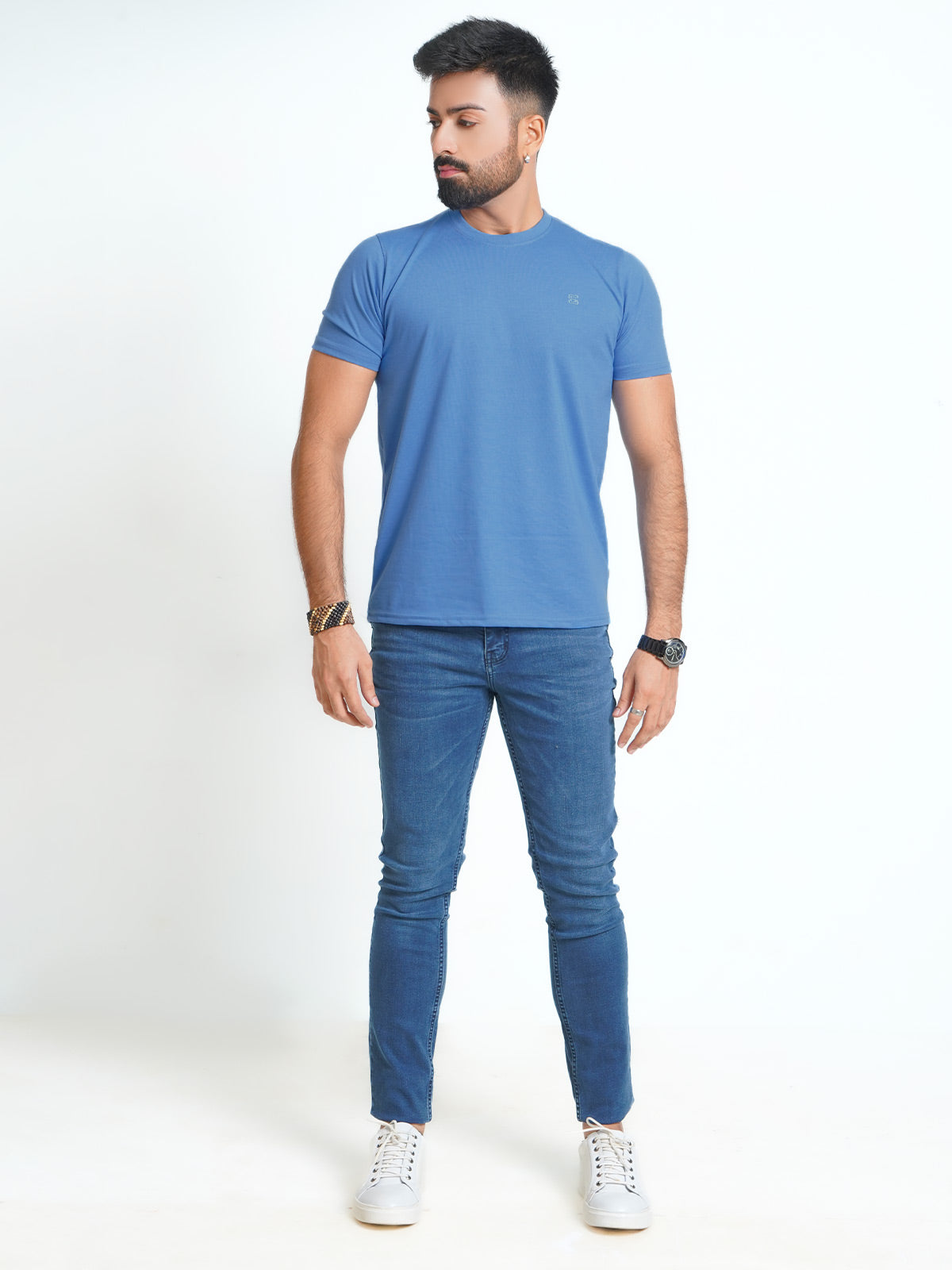 Royal Blue Plain Half Sleeves Men’s Round Neck T-Shirt (TEE-126)
