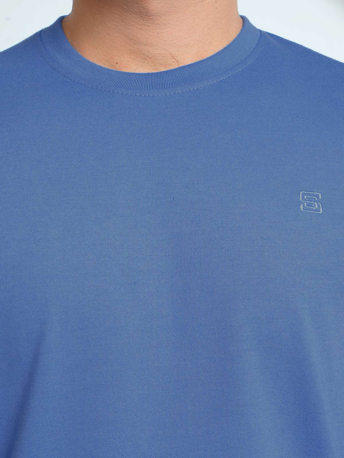 Royal Blue Plain Half Sleeves Men’s Round Neck T-Shirt (TEE-126)