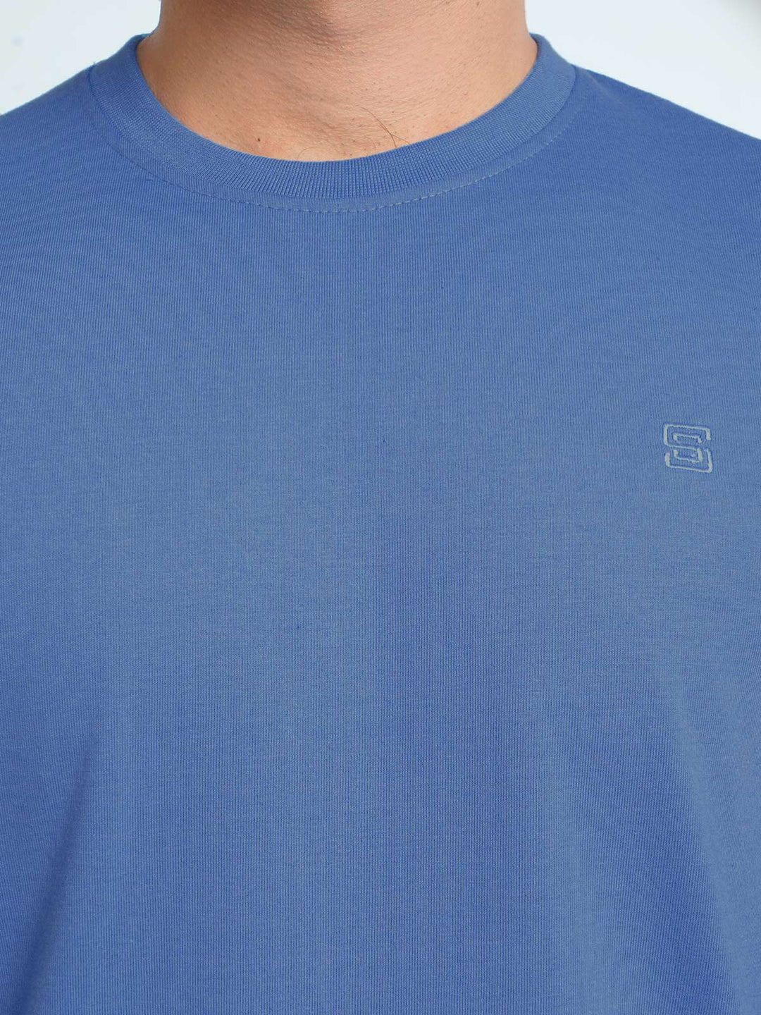 Royal Blue Plain Half Sleeves Men’s Round Neck T-Shirt (TEE-126)