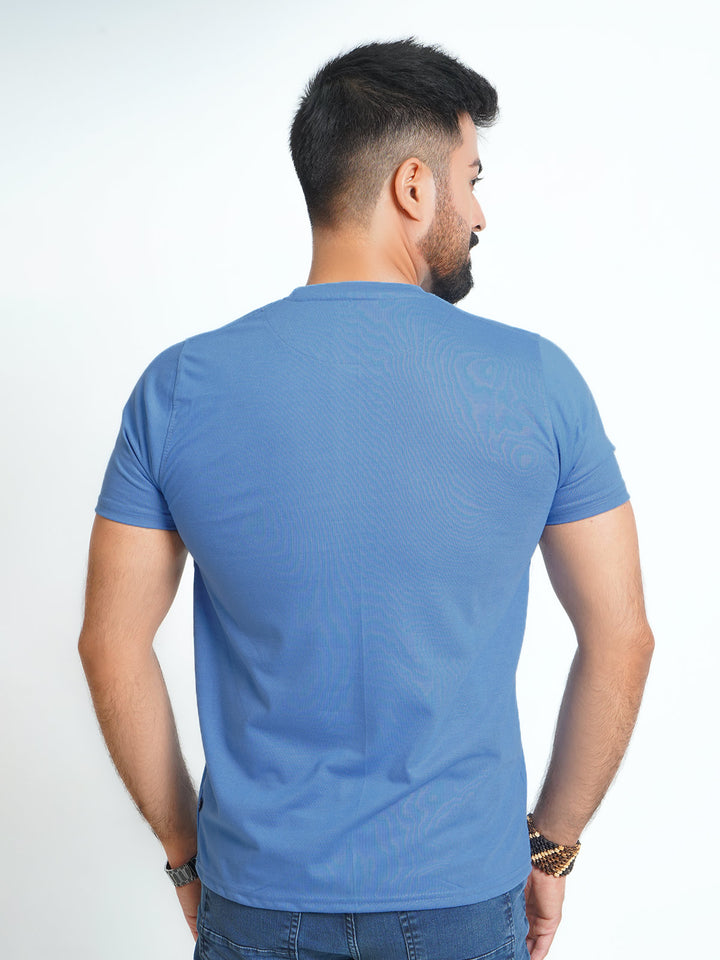 Royal Blue Plain Half Sleeves Men’s Round Neck T-Shirt (TEE-126)