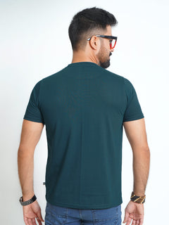 Dark Turquoise Plain Half Sleeves Men’s Round Neck T-Shirt (TEE-127)