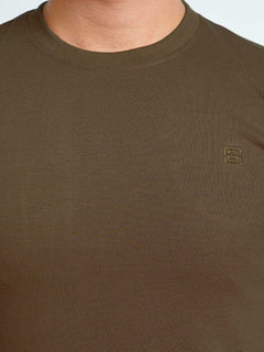 Brown Plain Half Sleeves Men’s Round Neck T-Shirt (TEE-130)