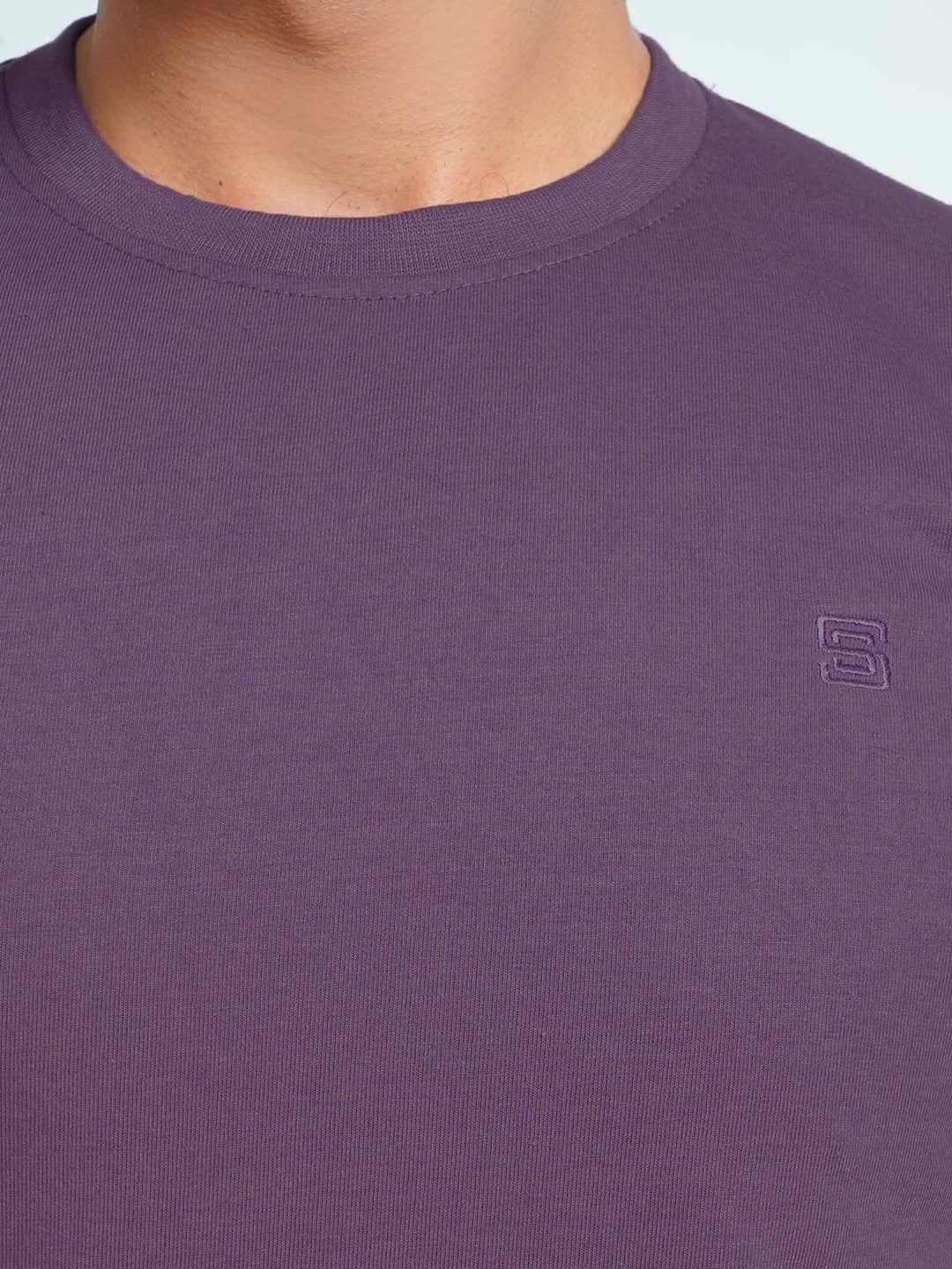 Purple Plain Half Sleeves Men’s Round Neck T-Shirt (TEE-131)