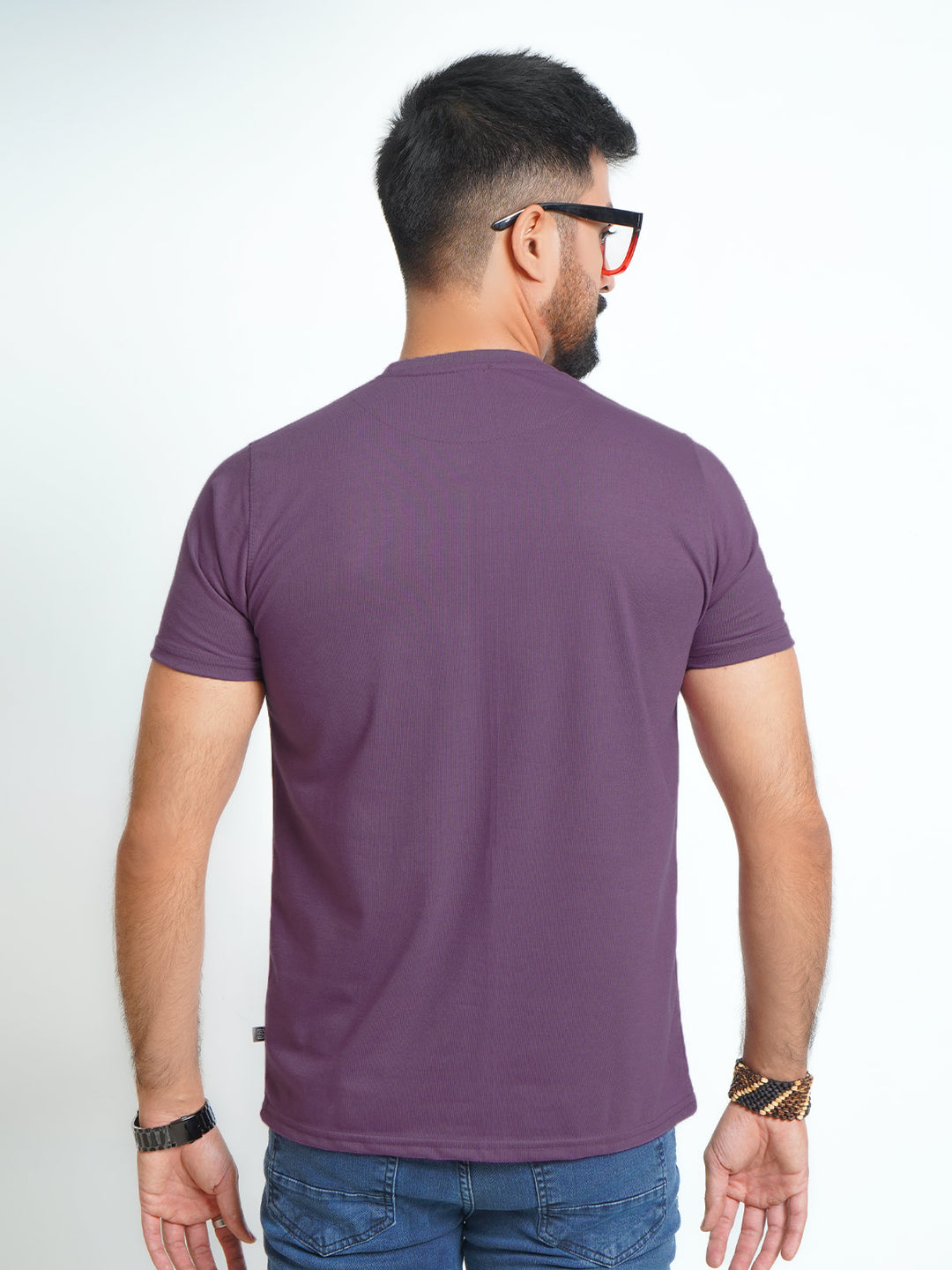 Purple Plain Half Sleeves Men’s Round Neck T-Shirt (TEE-131)