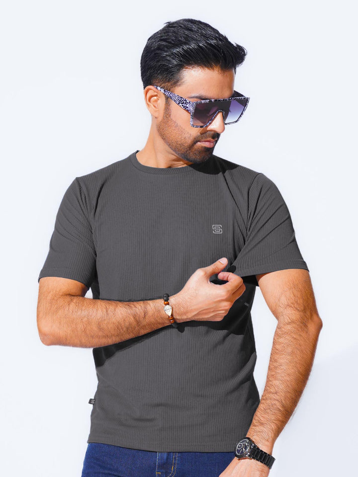 Charcoal Self Premium Dry Fit Crew Neck T-Shirt (TEE-226)