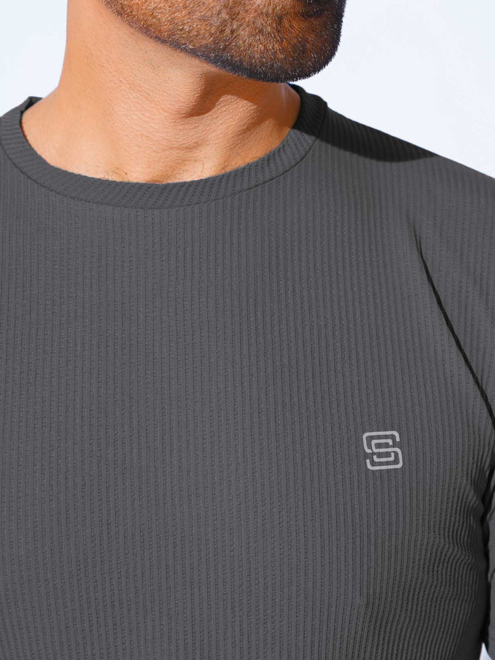 Charcoal Self Premium Dry Fit Crew Neck T-Shirt (TEE-226)