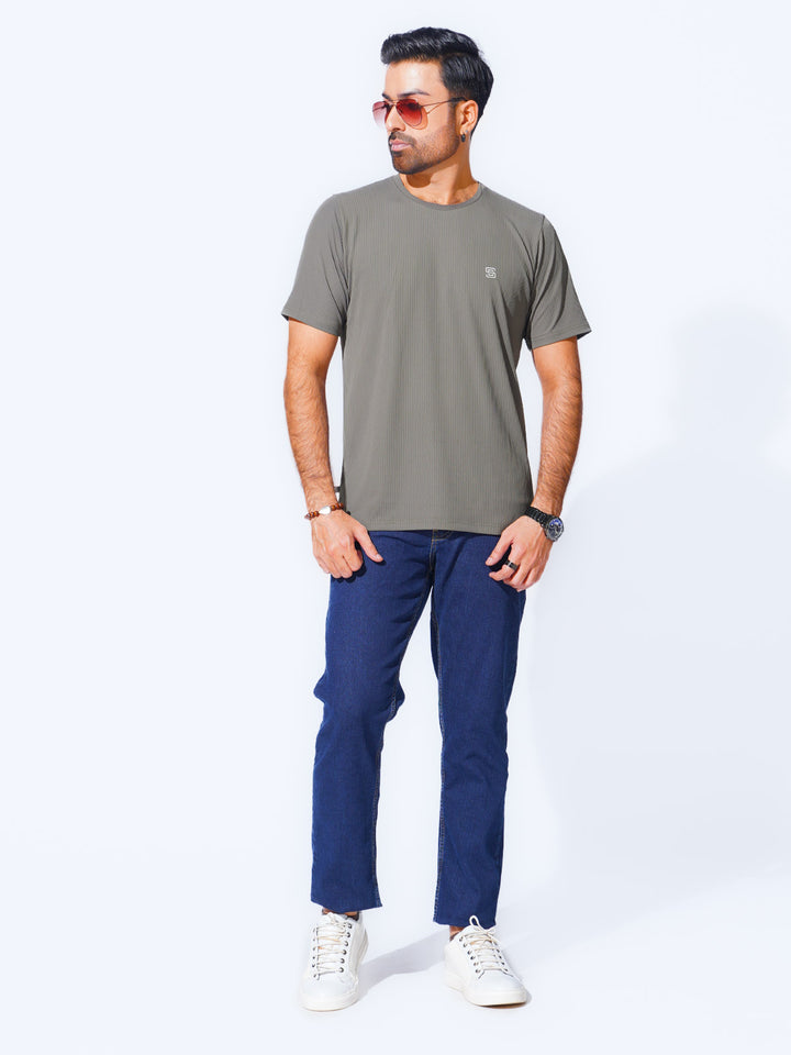 Light Grey Self Premium Dry Fit Crew Neck T-Shirt (TEE-228)