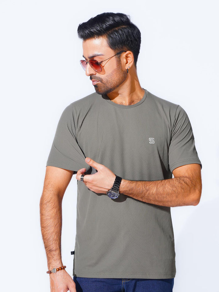 Light Grey Self Premium Dry Fit Crew Neck T-Shirt (TEE-228)