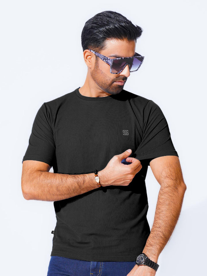 Black Self Premium Dry Fit Crew Neck T-Shirt (TEE-229)