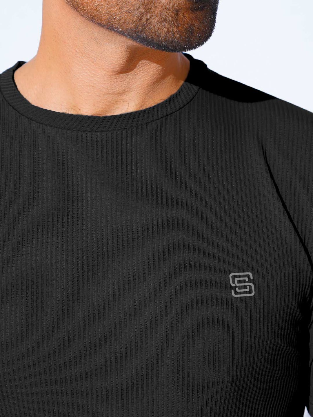 Black Self Premium Dry Fit Crew Neck T-Shirt (TEE-229)