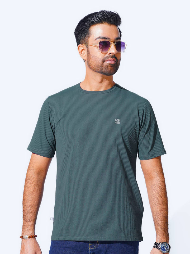 Teal Self Premium Dry Fit Crew Neck T-Shirt (TEE-230)