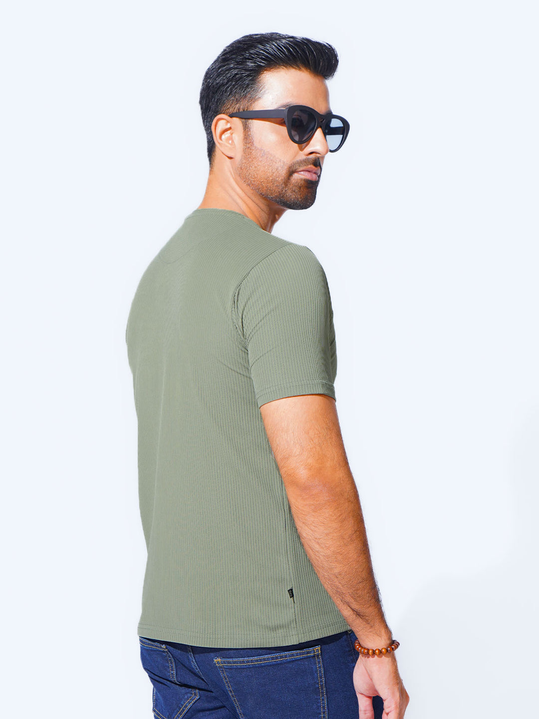 Light Green Self Premium Dry Fit Crew Neck T-Shirt (TEE-232)