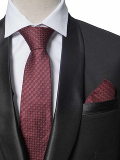 Dark Maroon Designer Tie Set (TS-251)