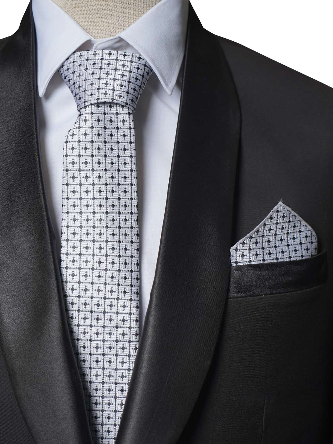 Silver & Black Designer Tie Set (TS-296)