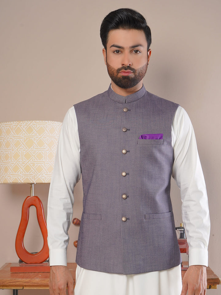 Indigo Textured Exclusive Range Tropical Formal Waist Coat (WC-167)